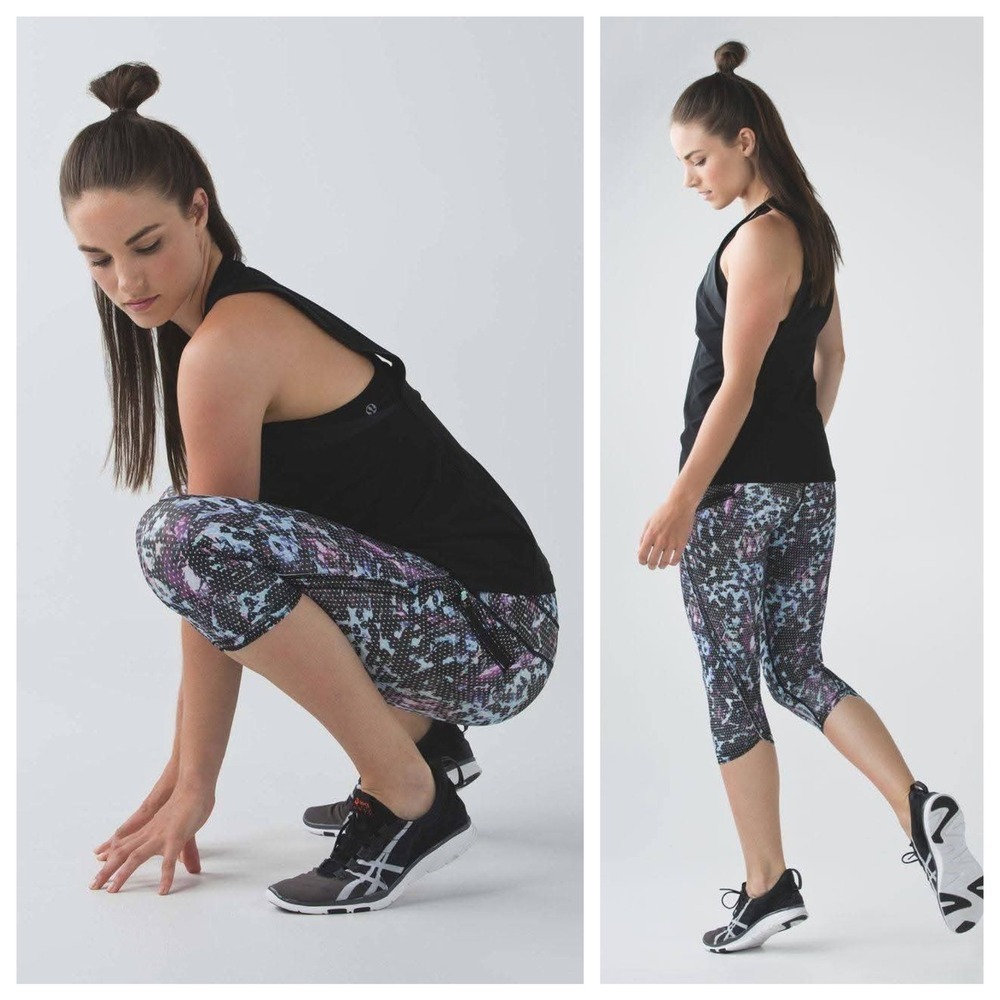Lululemon Wunder Under High-Rise Crop Leggings Print Size‎ 8 Athletic Yoga